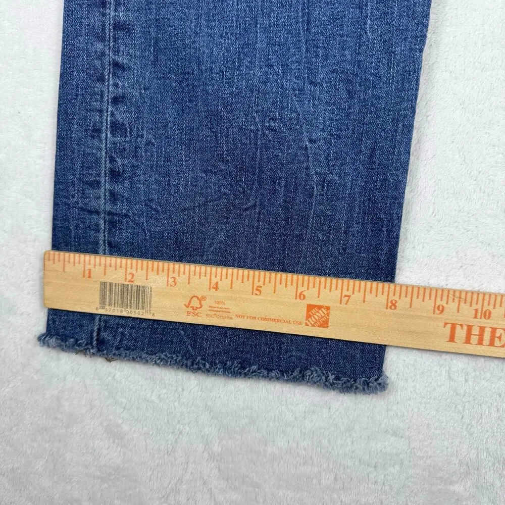 Dear John Denim Women's 32 Blue Wash Straight Leg Raw Hem Stretch - Picture 10 of 10